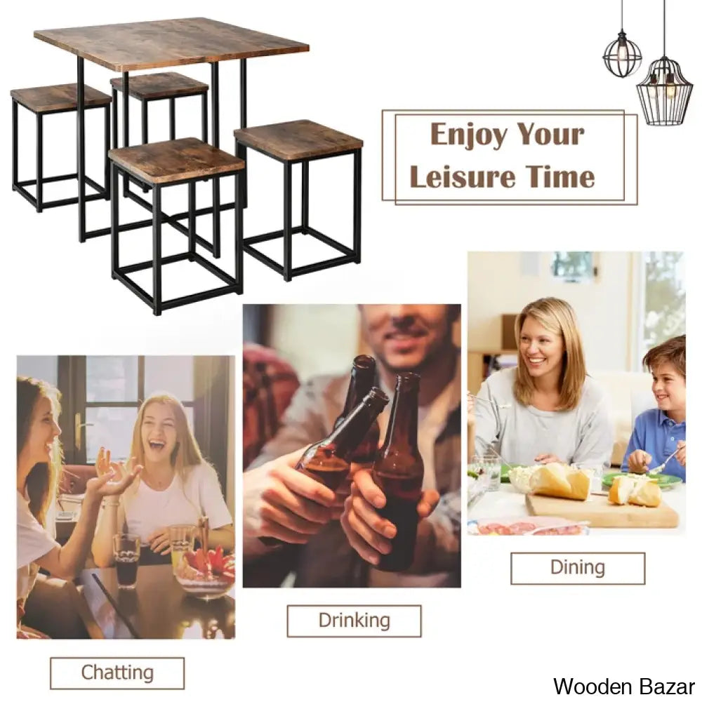 Bardalph Modern 4 Seater Dining Table Set - Wooden Bazar