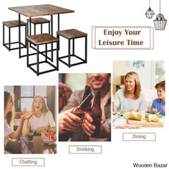 Bardalph Modern 4 Seater Dining Table Set - Wooden Bazar