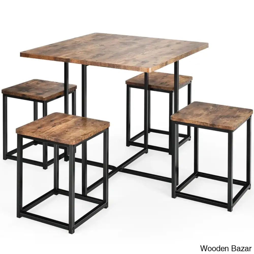 Bardalph Modern 4 Seater Dining Table Set - Wooden Bazar