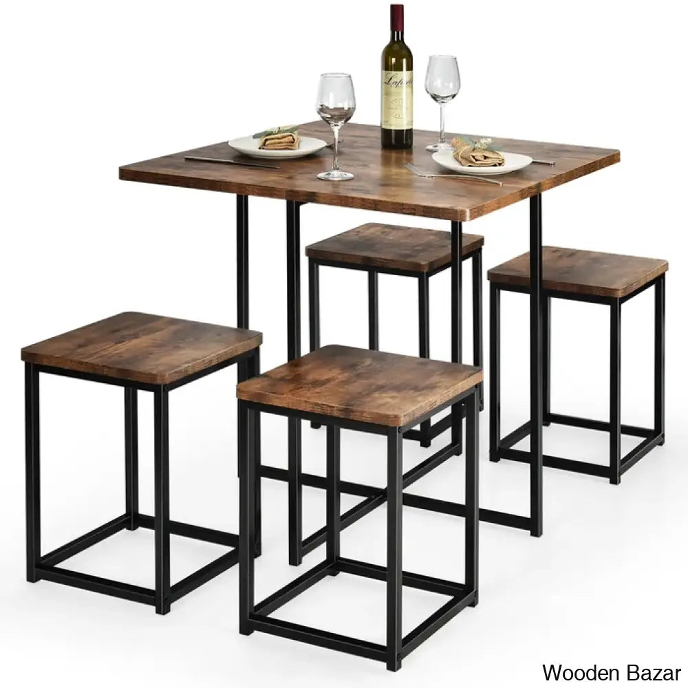 Bardalph Modern 4 Seater Dining Table Set - Wooden Bazar