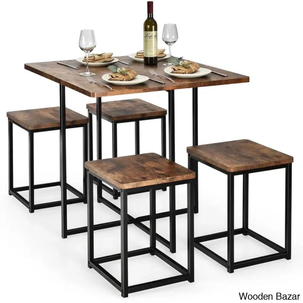 Bardalph Modern 4 Seater Dining Table Set - Wooden Bazar