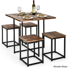 Bardalph Modern 4 Seater Dining Table Set - Wooden Bazar