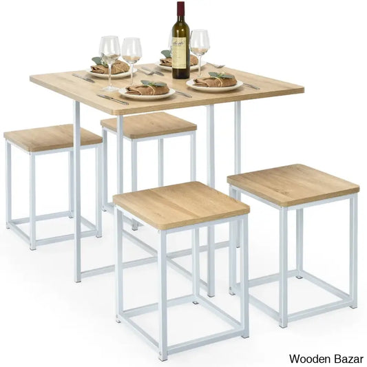 Bardalph Modern 4 Seater Dining Table Set - Wooden Bazar