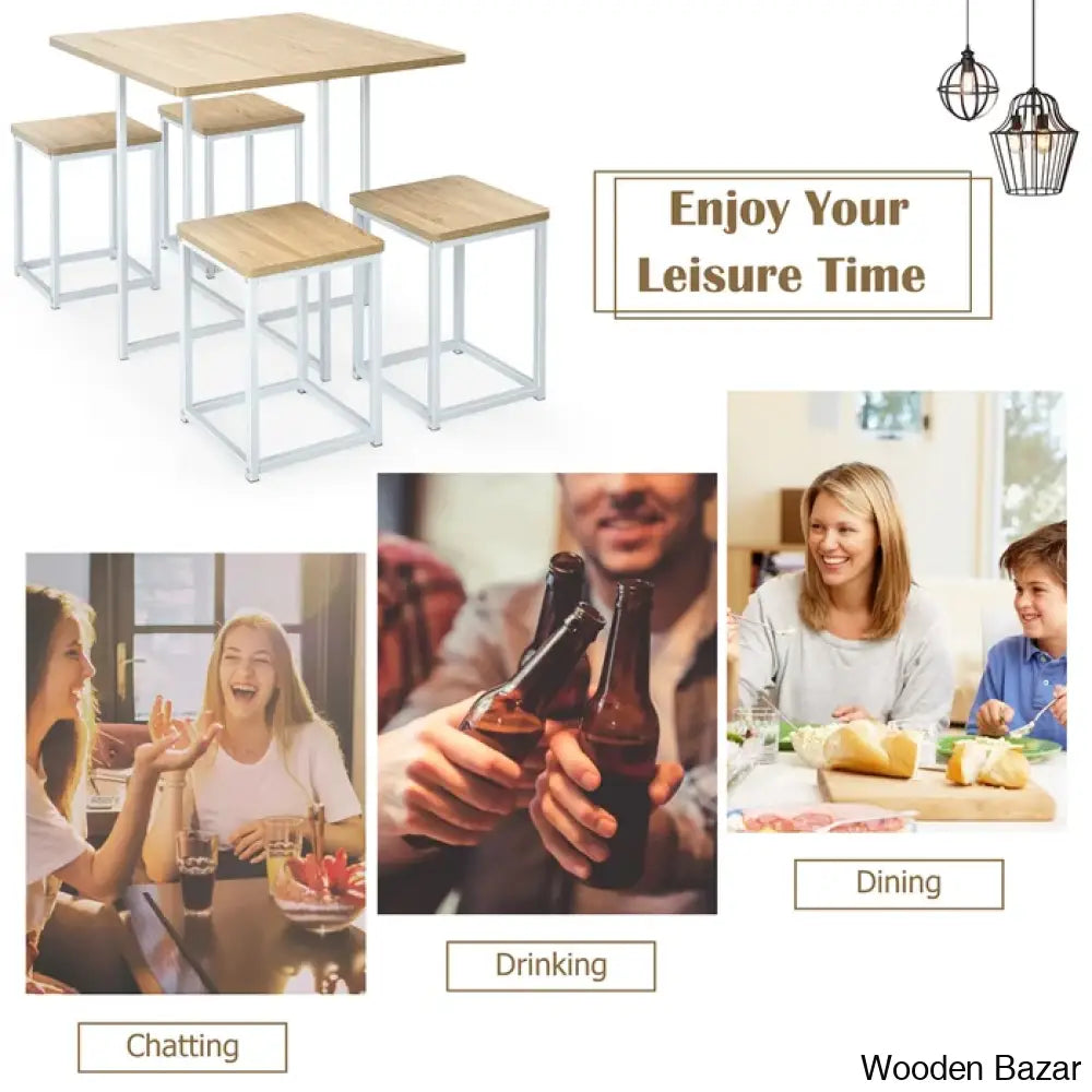 Bardalph Modern 4 Seater Dining Table Set - Wooden Bazar