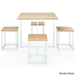 Bardalph Modern 4 Seater Dining Table Set - Wooden Bazar