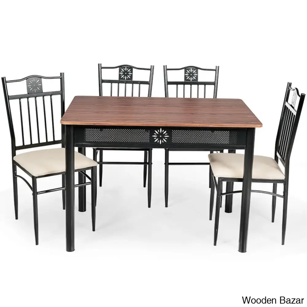 Barker 4 Seater Dining Table Set - Wooden Bazar