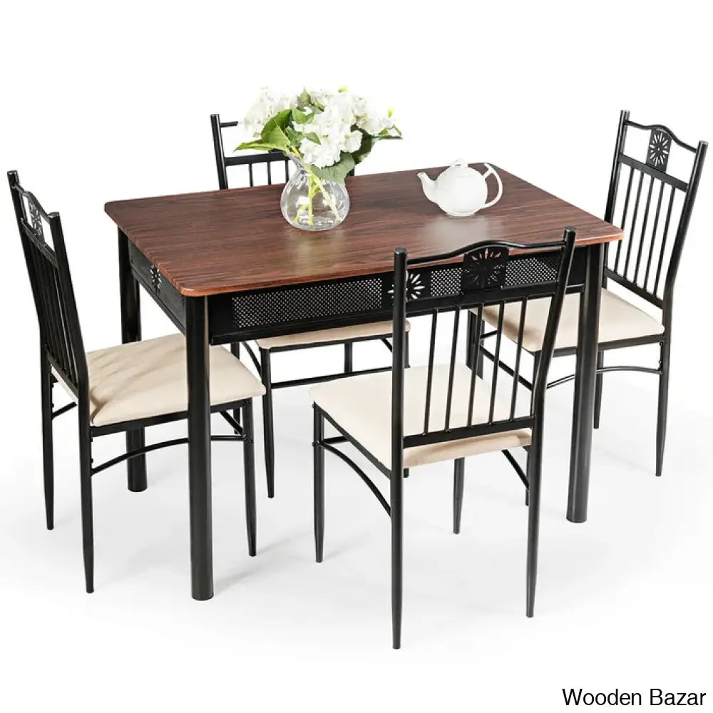 Barker 4 Seater Dining Table Set - Wooden Bazar