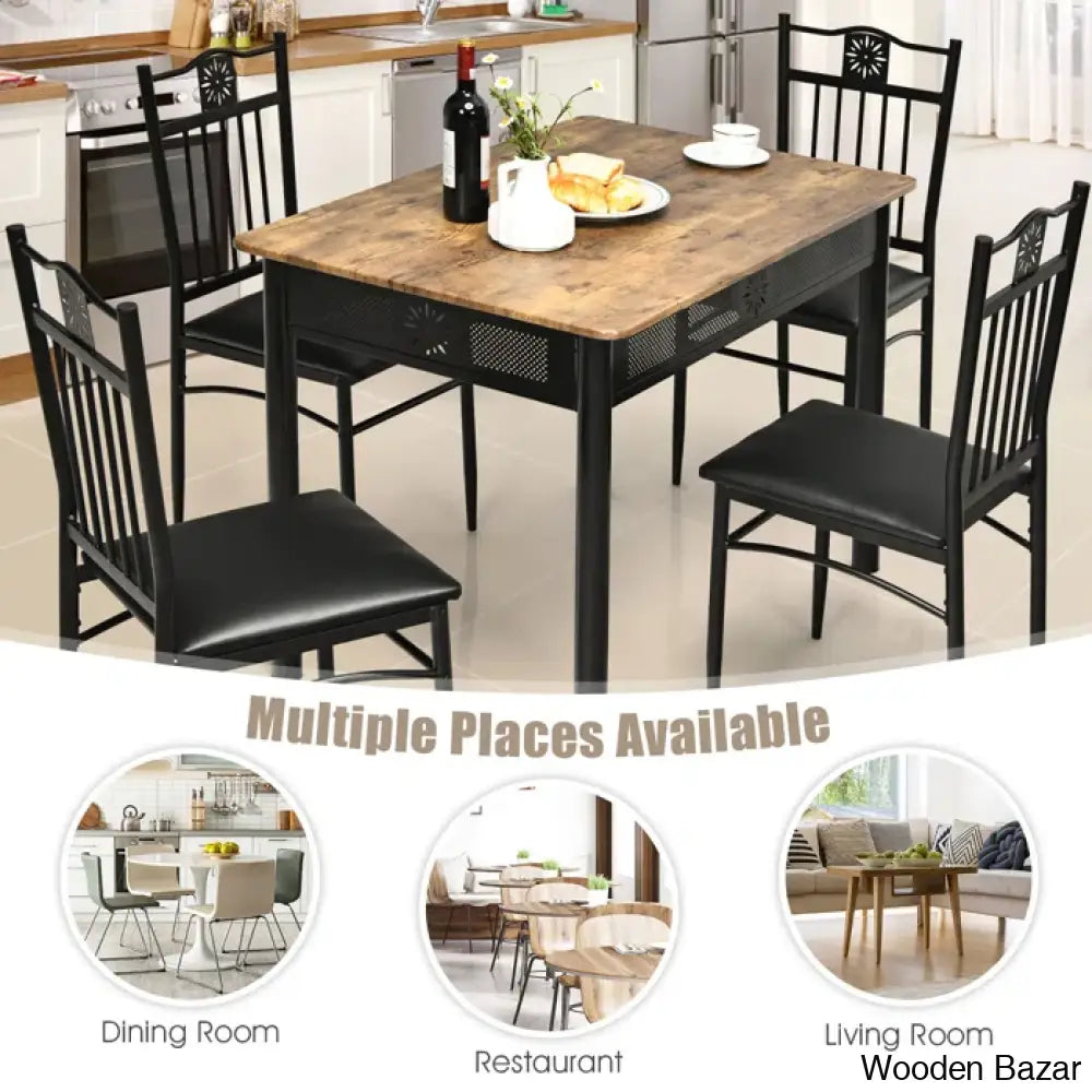 Barker 4 Seater Dining Table Set - Wooden Bazar