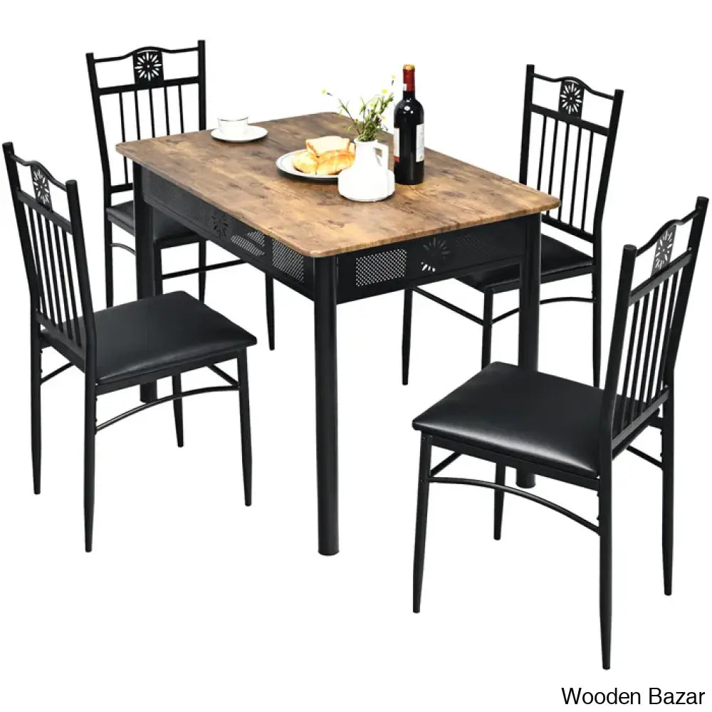 Barker 4 Seater Dining Table Set - Wooden Bazar