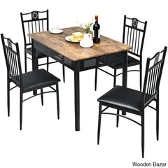 Barker 4 Seater Dining Table Set - Wooden Bazar