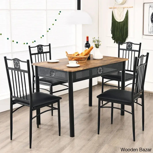 Barker 4 Seater Dining Table Set - Wooden Bazar