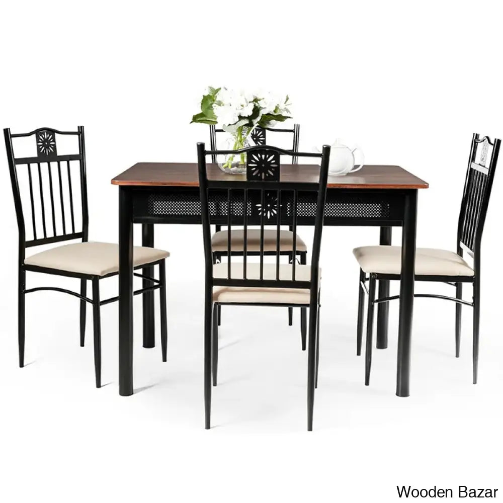 Barker 4 Seater Dining Table Set - Wooden Bazar