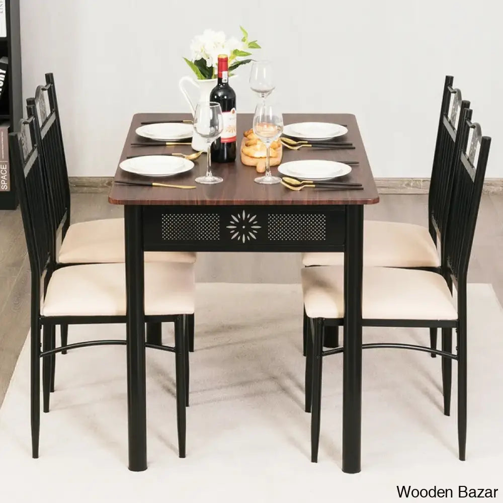 Barker 4 Seater Dining Table Set - Wooden Bazar