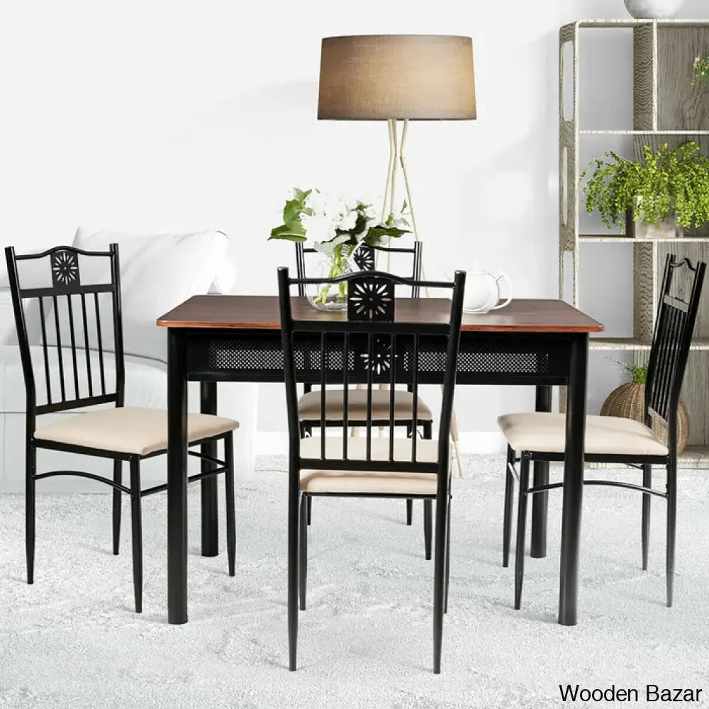 Barker 4 Seater Dining Table Set - Wooden Bazar