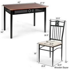 Barker 4 Seater Dining Table Set - Wooden Bazar