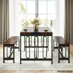 Barker Wooden 3 Piece Dining Table Set - Bazar