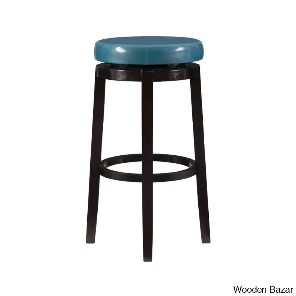 Barre Solid Wood Faux Leather Swivel Counter & Bar Stool