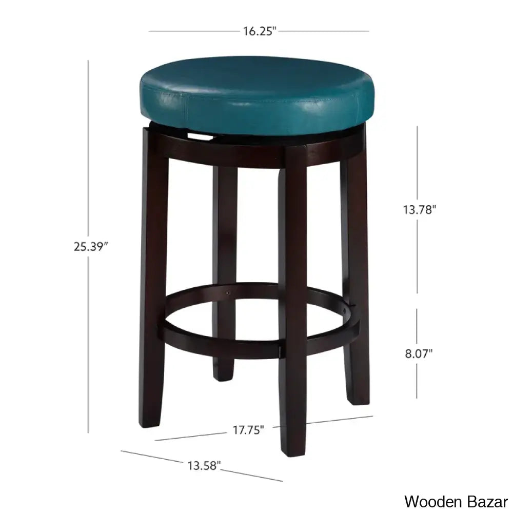 Barre Solid Wood Faux Leather Swivel Counter & Bar Stool