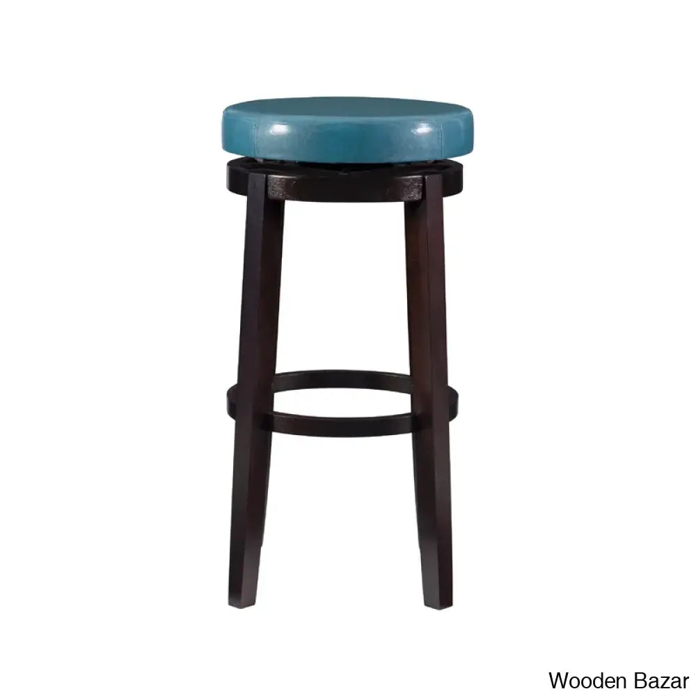 Barre Solid Wood Faux Leather Swivel Counter & Bar Stool