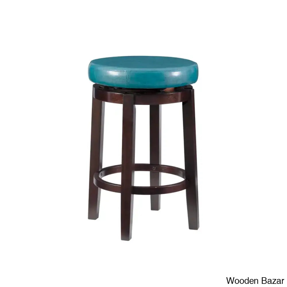 Barre Solid Wood Faux Leather Swivel Counter & Bar Stool