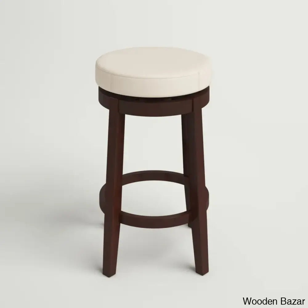 Barre Solid Wood Faux Leather Swivel Counter & Bar Stool