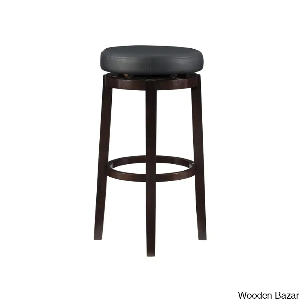 Barre Solid Wood Faux Leather Swivel Counter & Bar Stool