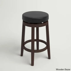 Barre Solid Wood Faux Leather Swivel Counter & Bar Stool