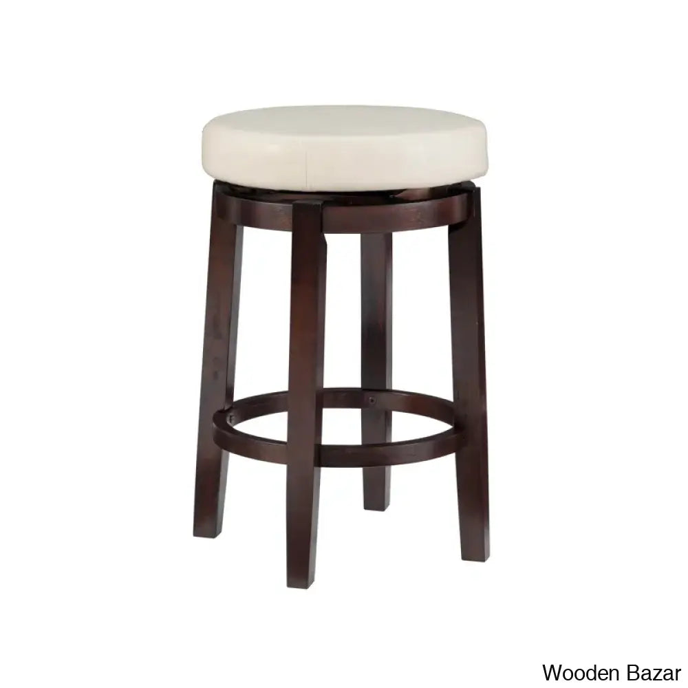 Barre Solid Wood Faux Leather Swivel Counter & Bar Stool