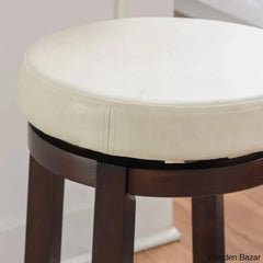 Barre Solid Wood Faux Leather Swivel Counter & Bar Stool