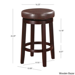 Barre Solid Wood Faux Leather Swivel Counter & Bar Stool