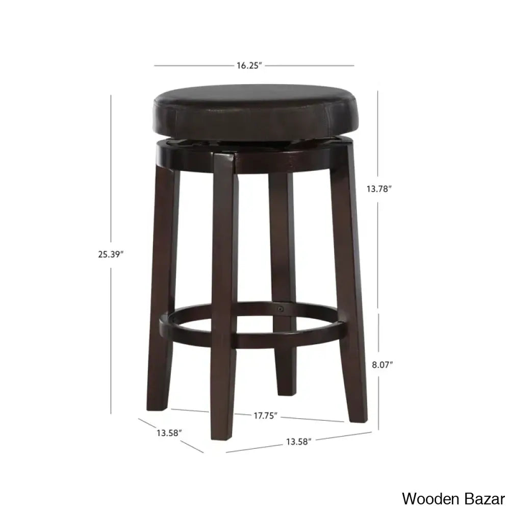 Barre Solid Wood Faux Leather Swivel Counter & Bar Stool