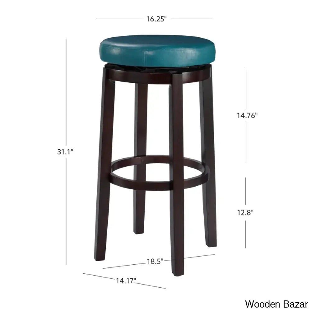 Barre Solid Wood Faux Leather Swivel Counter & Bar Stool