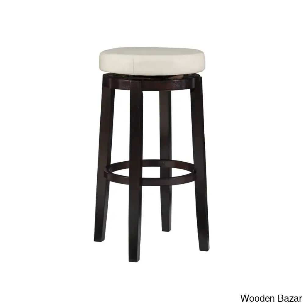 Barre Solid Wood Faux Leather Swivel Counter & Bar Stool