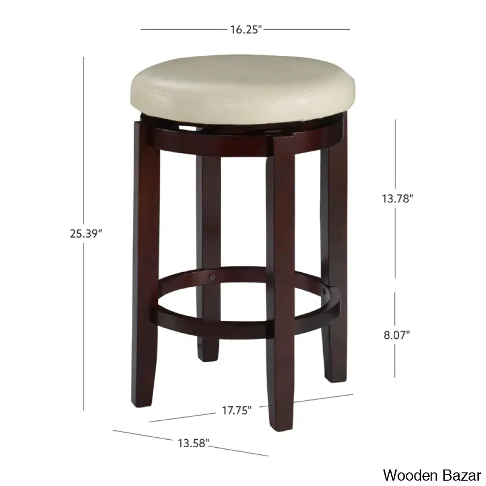 Barre Solid Wood Faux Leather Swivel Counter & Bar Stool