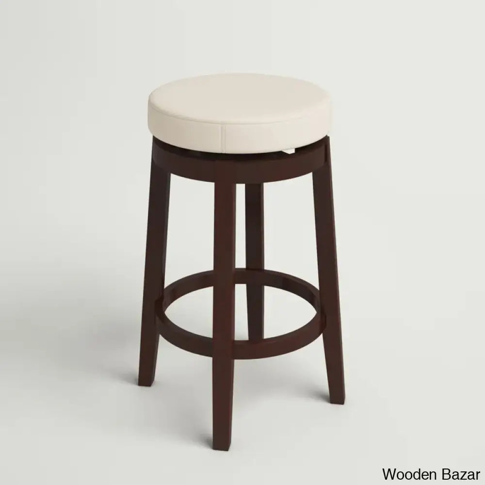 Barre Solid Wood Faux Leather Swivel Counter & Bar Stool