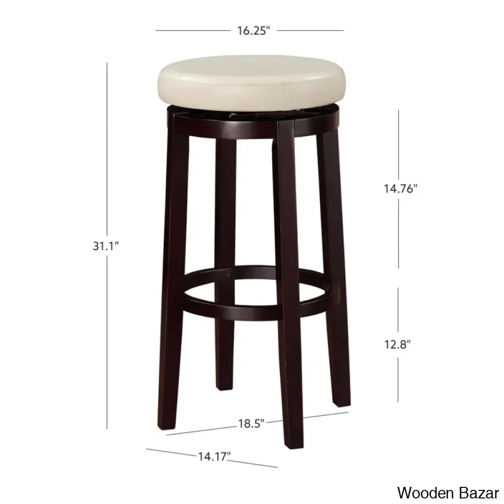 Barre Solid Wood Faux Leather Swivel Counter & Bar Stool