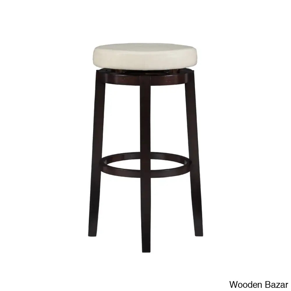 Barre Solid Wood Faux Leather Swivel Counter & Bar Stool