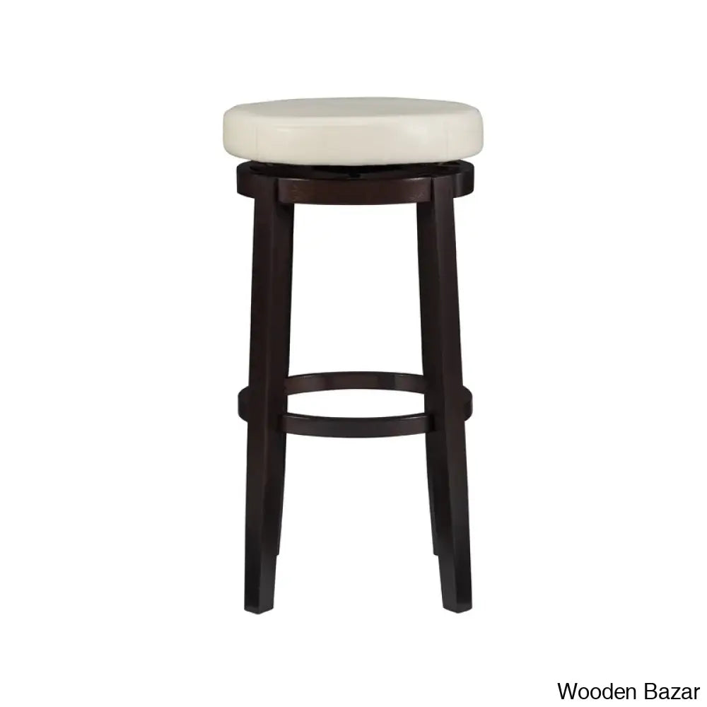 Barre Solid Wood Faux Leather Swivel Counter & Bar Stool