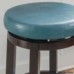 Barre Solid Wood Faux Leather Swivel Counter & Bar Stool