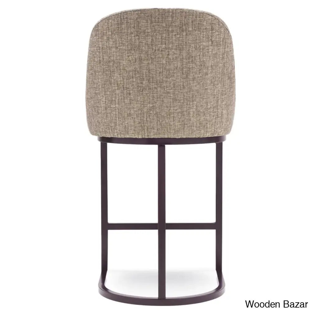 Barrelbacko Swivel Counter And Bar Stool With Linen Seat Metal Base