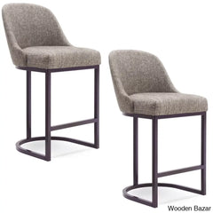 Barrelbacko Swivel Counter And Bar Stool With Linen Seat Metal Base