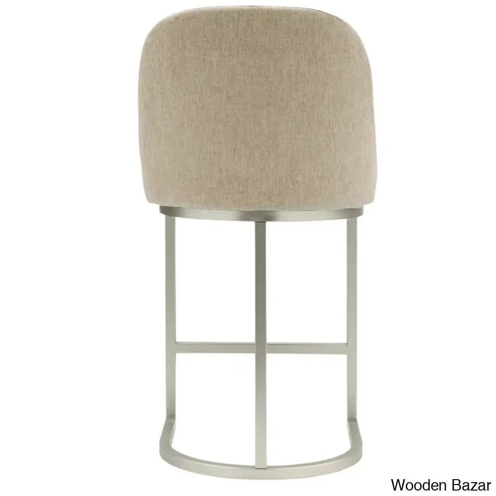 Barrelbacko Swivel Counter And Bar Stool With Linen Seat Metal Base