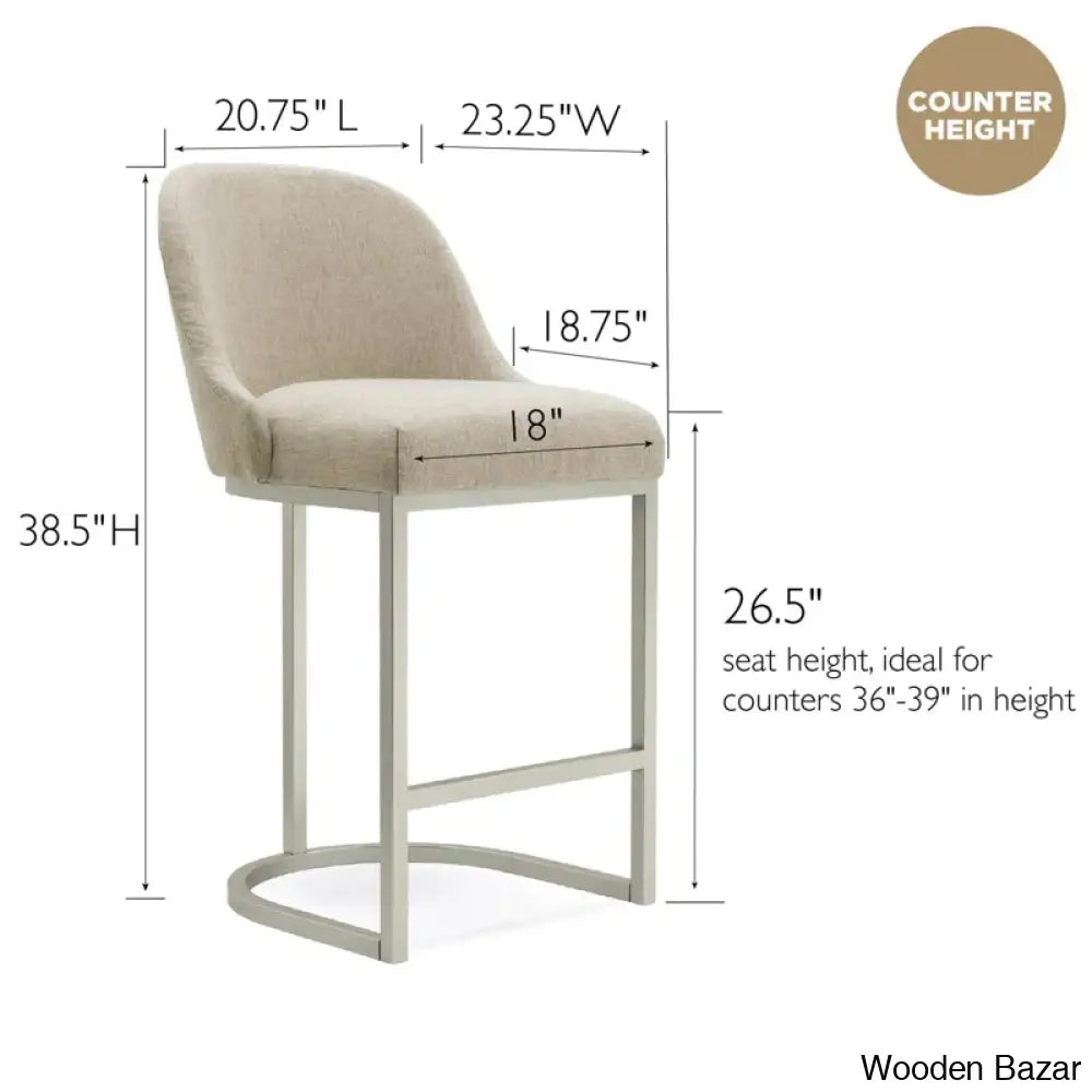 Barrelbacko Swivel Counter And Bar Stool With Linen Seat Metal Base