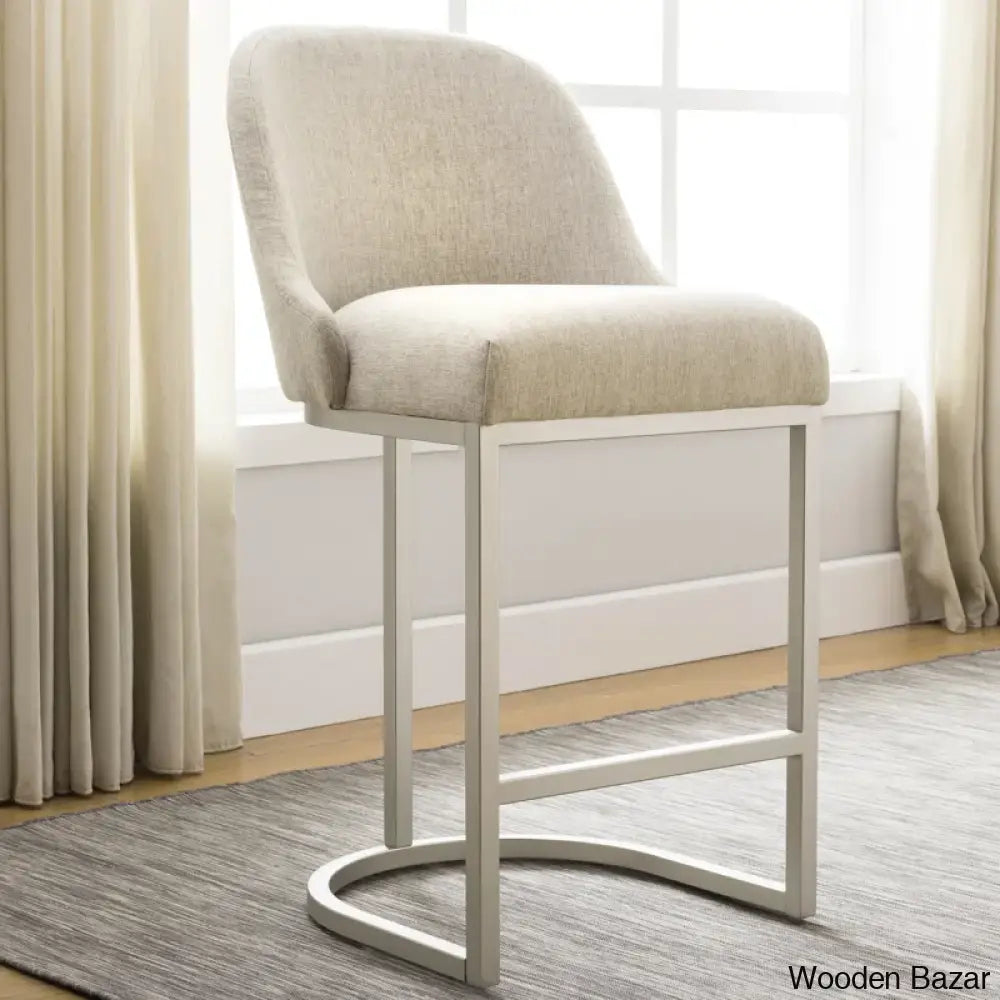 Barrelbacko Swivel Counter And Bar Stool With Linen Seat Metal Base