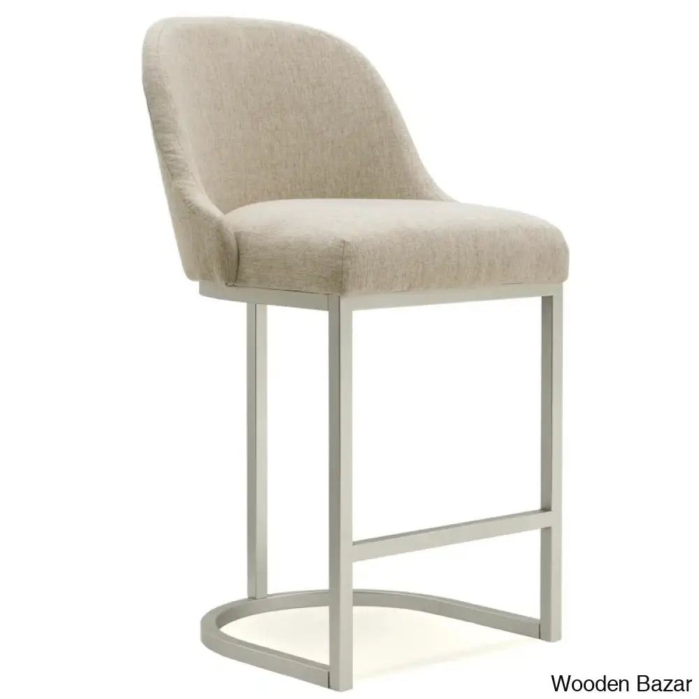 Barrelbacko Swivel Counter And Bar Stool With Linen Seat Metal Base