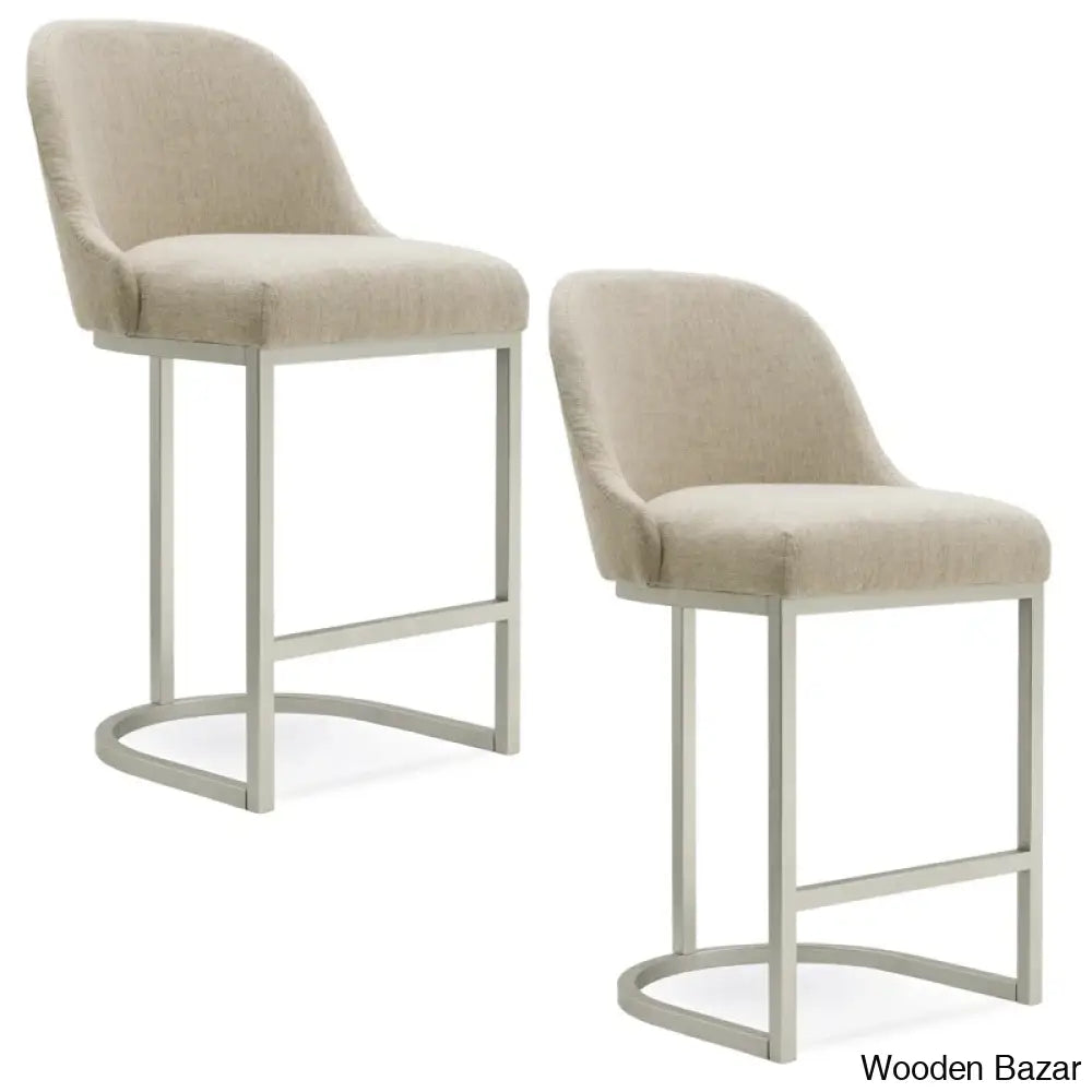 Barrelbacko Swivel Counter And Bar Stool With Linen Seat Metal Base