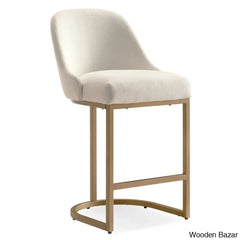 Barrelbacko Swivel Counter And Bar Stool With Linen Seat Metal Base