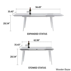 Barric Sintered Stone Table With 8 Luxurious Fabric Chairs - Wooden Bazar