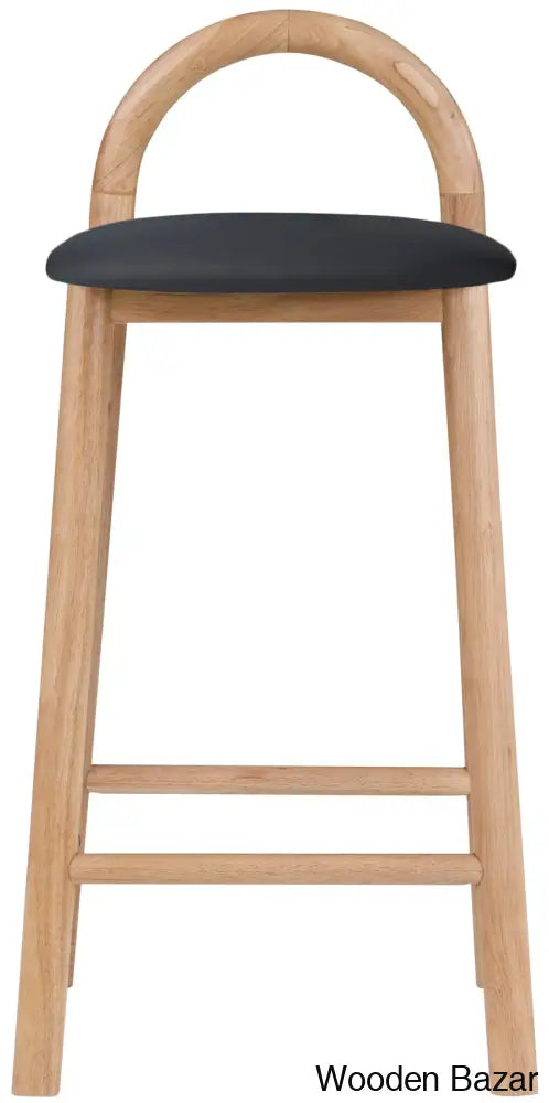 Bartolomeas Swivel Upholstered 27’’ Counter And Bar Stool With Solid Wood Frame Black / Natural