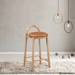 Bartolomeas Swivel Upholstered 27’’ Counter And Bar Stool With Solid Wood Frame Cognac / Natural